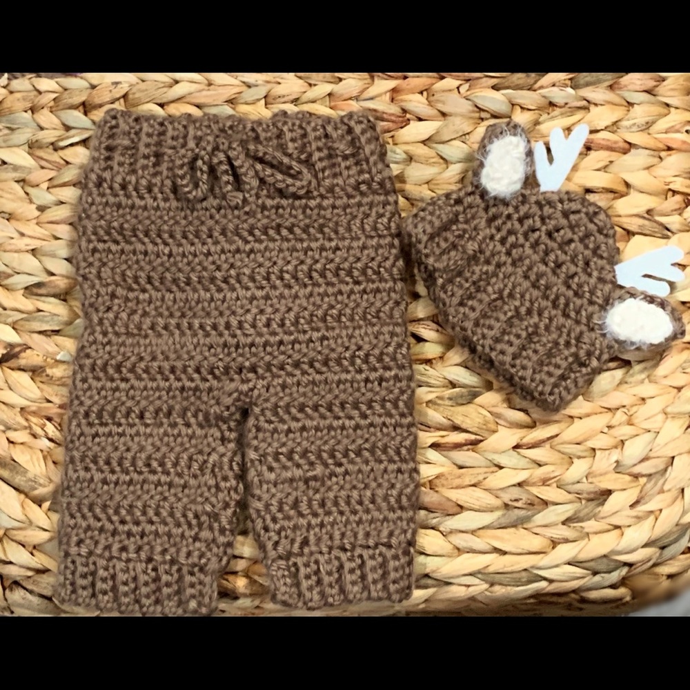 Hand Crocheted Newborn Fawn Set